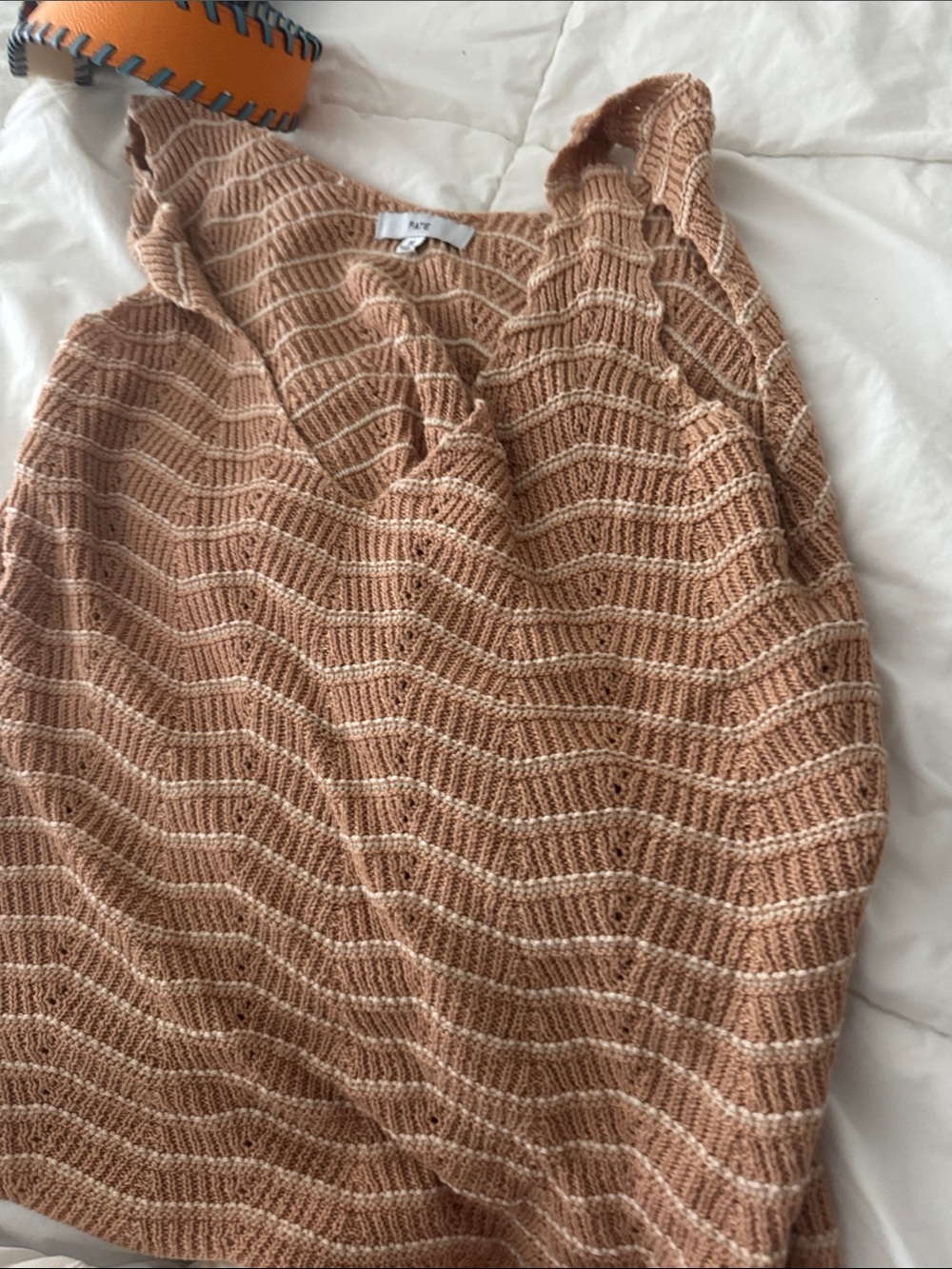 Fate Knit Wavy Stripe Tank Top - Beige
